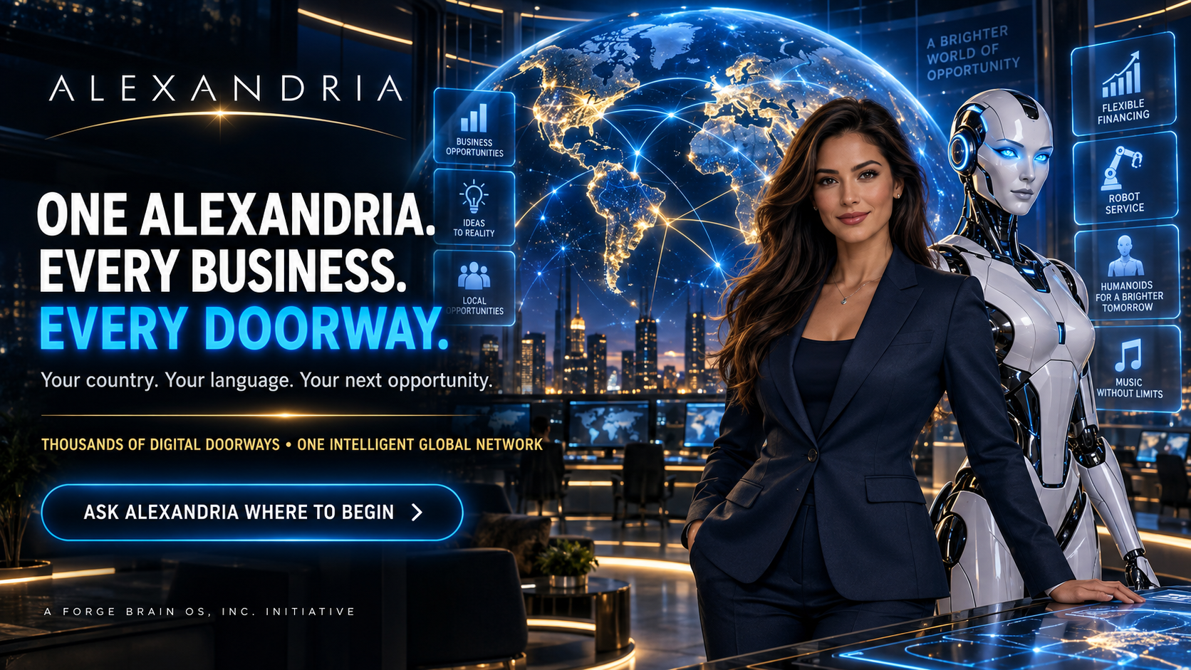 One Alexandria. Every business. Every doorway. Your country. Your language. Your next opportunity. Ask Alexandria where to begin.